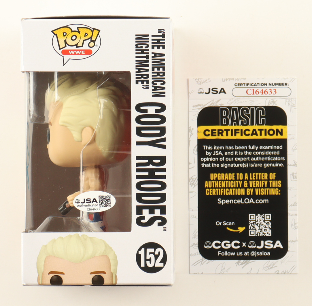 Cody Rhodes Signed "WWE" #152 "The American Nightmare" Cody Rhodes Funko Pop! Vinyl Figure (JSA) at PristineAuction.com Cody Rhodes Signed "WWE" #152 "The American Nightmare" Cody Rhodes Funko Pop! Vinyl Figure (JSA) at PristineAuction.com