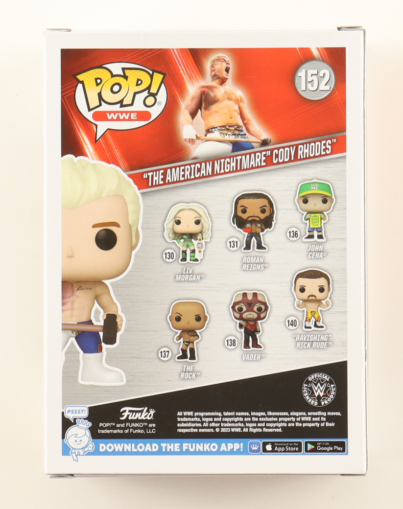 Cody Rhodes Signed "WWE" #152 "The American Nightmare" Cody Rhodes Funko Pop! Vinyl Figure (JSA) at PristineAuction.com Cody Rhodes Signed "WWE" #152 "The American Nightmare" Cody Rhodes Funko Pop! Vinyl Figure (JSA) at PristineAuction.com