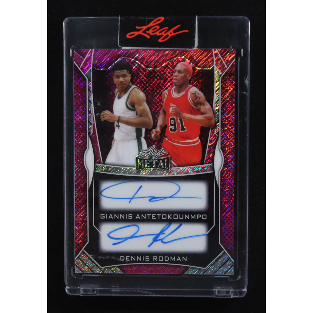 Giannis Antetokounmpo / Dennis Rodman 2025 Leaf Metal Dual Autographs #DA-3 #1/1 at PristineAuction.com