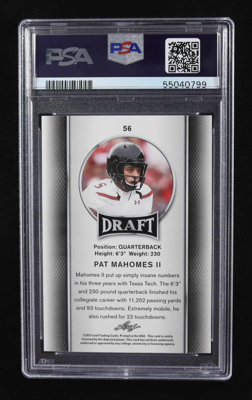 Patrick Mahomes II 2017 Leaf Draft #56 RC (PSA 10) at PristineAuction.com Patrick Mahomes II 2017 Leaf Draft #56 RC (PSA 10) at PristineAuction.com