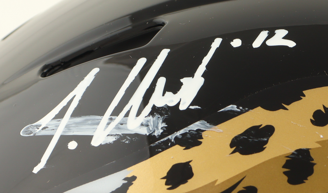 Travis Hunter Signed Jaguars Full-Size Authentic On-Field Speed Helmet (Beckett) at PristineAuction.com Travis Hunter Signed Jaguars Full-Size Authentic On-Field Speed Helmet (Beckett) at PristineAuction.com