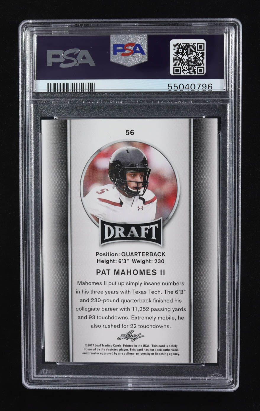 Patrick Mahomes II 2017 Leaf Draft #56 RC (PSA 10) at PristineAuction.com Patrick Mahomes II 2017 Leaf Draft #56 RC (PSA 10) at PristineAuction.com