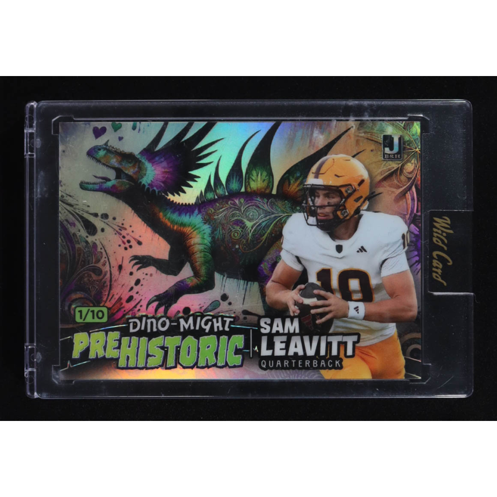 Sam Leavitt 2024 Wild Card Dino-Might Alumination Prehistoric Stegosaurus #PHSTG3-SL RC #1/10 at PristineAuction.com