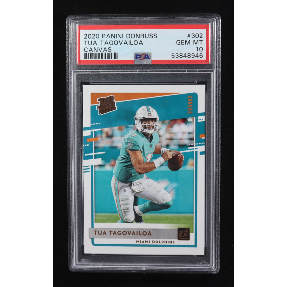Tua Tagovailoa 2020 Donruss Rated Rookies Canvas #302 RC (PSA 10) at PristineAuction.com