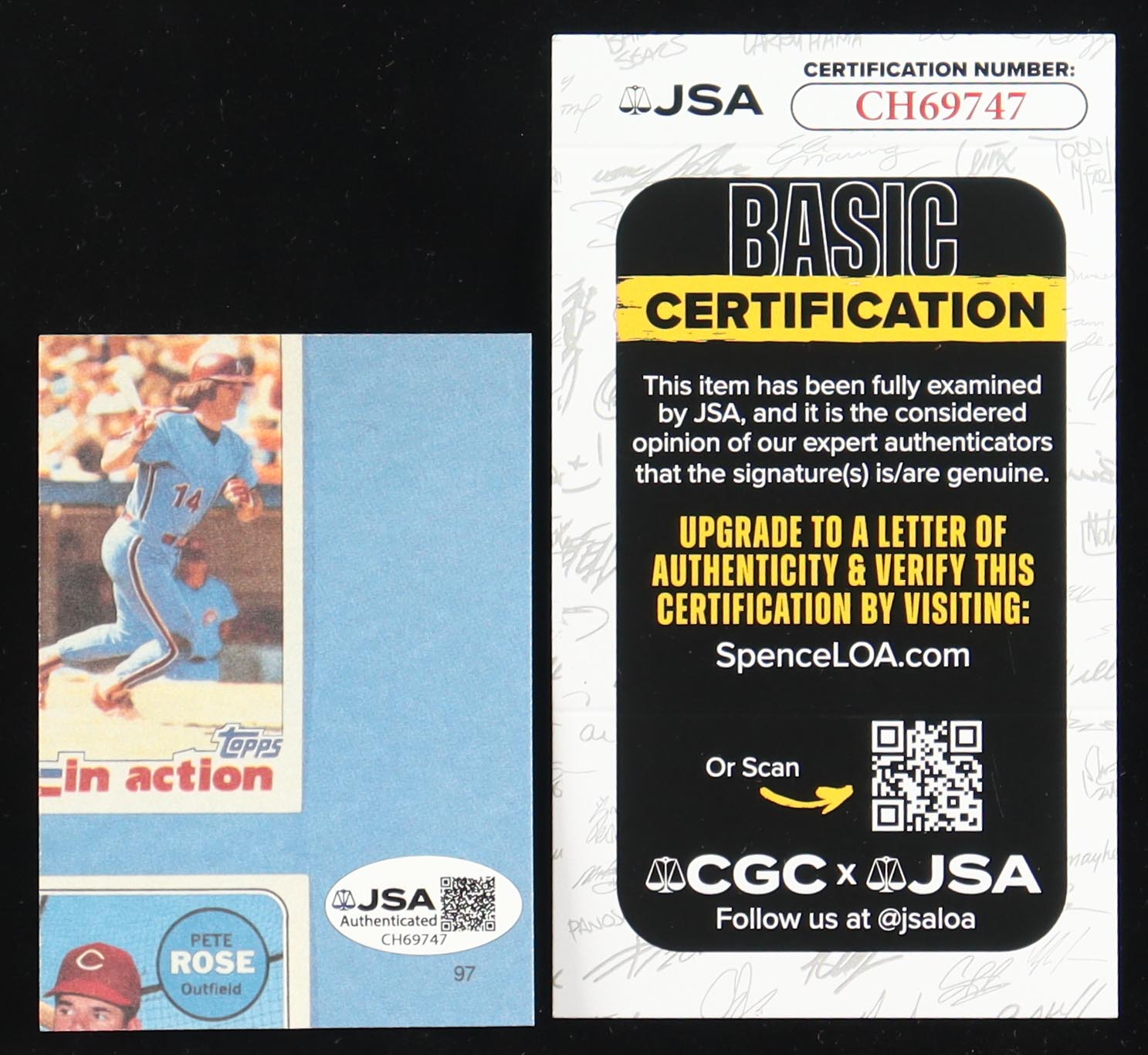 Pete Rose Signed Sticker on 1985 Topps Rose #97 (JSA) at PristineAuction.com Pete Rose Signed Sticker on 1985 Topps Rose #97 (JSA) at PristineAuction.com