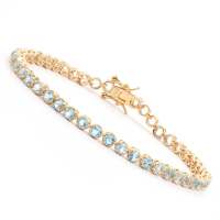 5.15 CTW Blue Topaz 18K Gold Plated Designer Bracelet Size 7.5 Inches | Estimated Retail Value: $1,899 (AMG) at PristineAuction.com