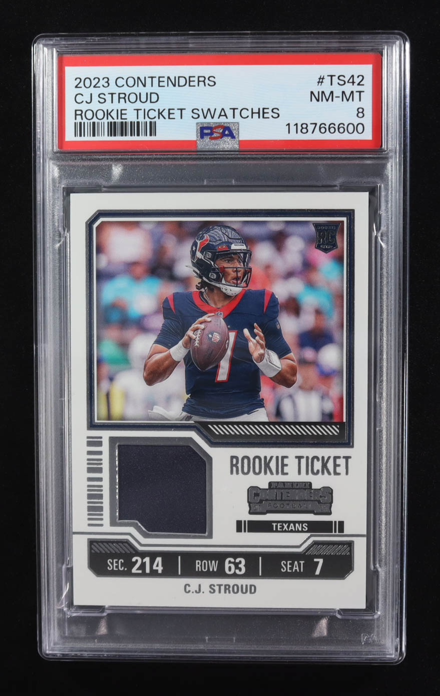CJ Stroud 2023 Panini Contenders Rookie Ticket Swatches #42 RC (PSA 8) at PristineAuction.com CJ Stroud 2023 Panini Contenders Rookie Ticket Swatches #42 RC (PSA 8) at PristineAuction.com