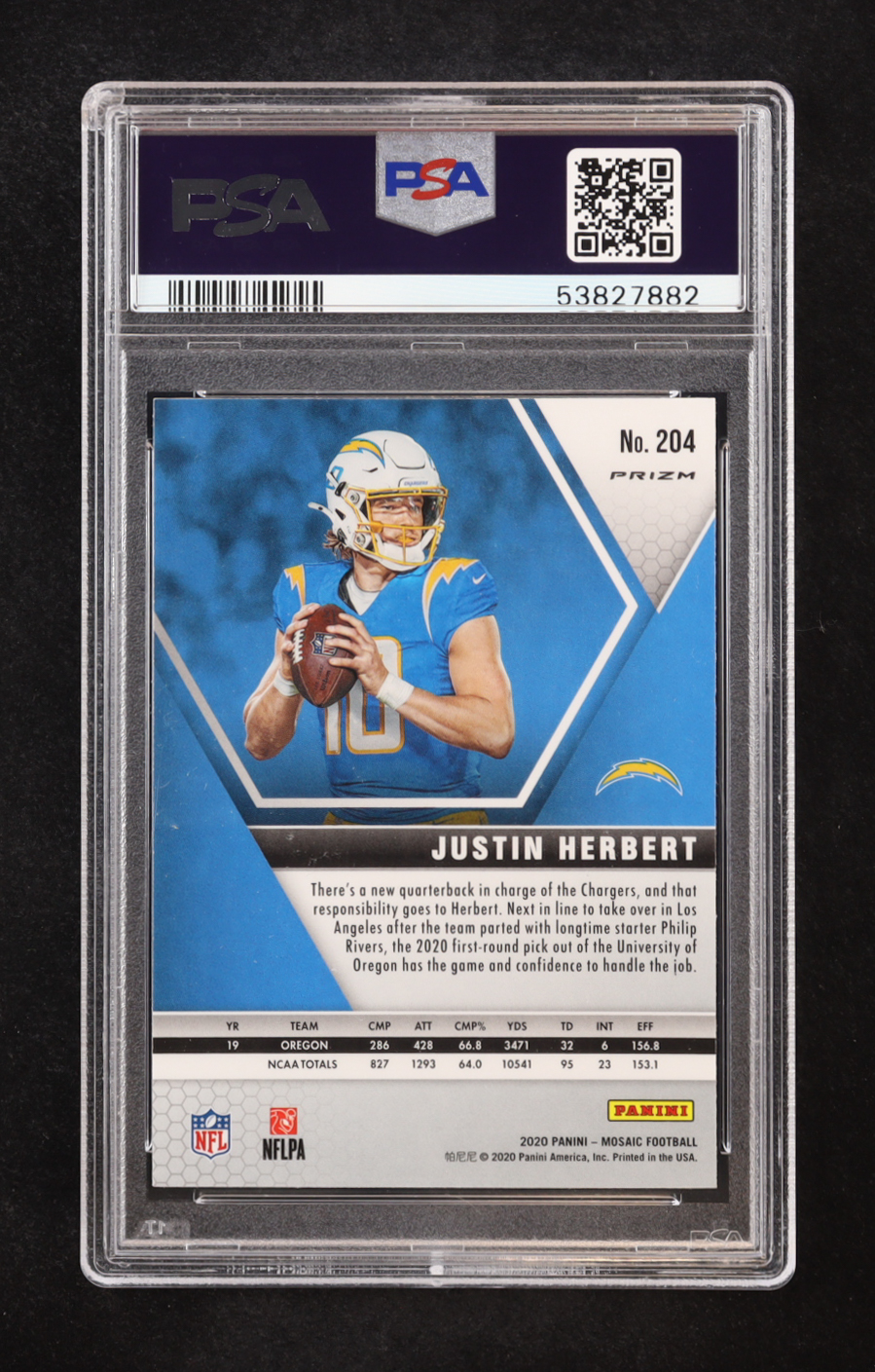 Justin Herbert 2020 Panini Mosaic Mosaic Camo Pink #204 RC (PSA 9) at PristineAuction.com Justin Herbert 2020 Panini Mosaic Mosaic Camo Pink #204 RC (PSA 9) at PristineAuction.com