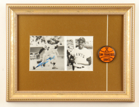 Willie Mays Signed Custom Framed Photo Display with 1965 Giants Lapel Pin (JSA) at PristineAuction.com