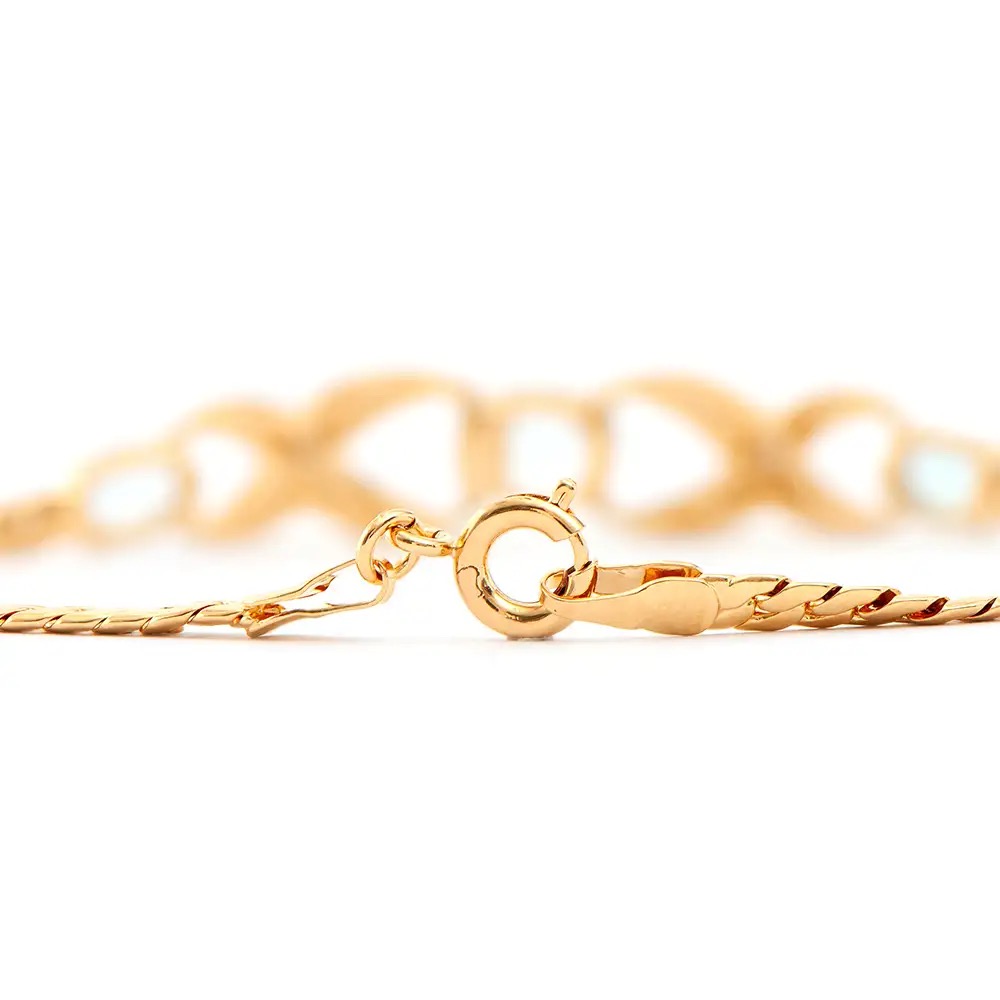 2.29 CTW Blue Topaz & Diamond 18K Gold Plated Designer Bracelet Size 7.75 Inches | Estimated Retail Value: $1,789 (AMG) at PristineAuction.com 2.29 CTW Blue Topaz & Diamond 18K Gold Plated Designer Bracelet Size 7.75 Inches | Estimated Retail Value: $1,789 (AMG) at PristineAuction.com