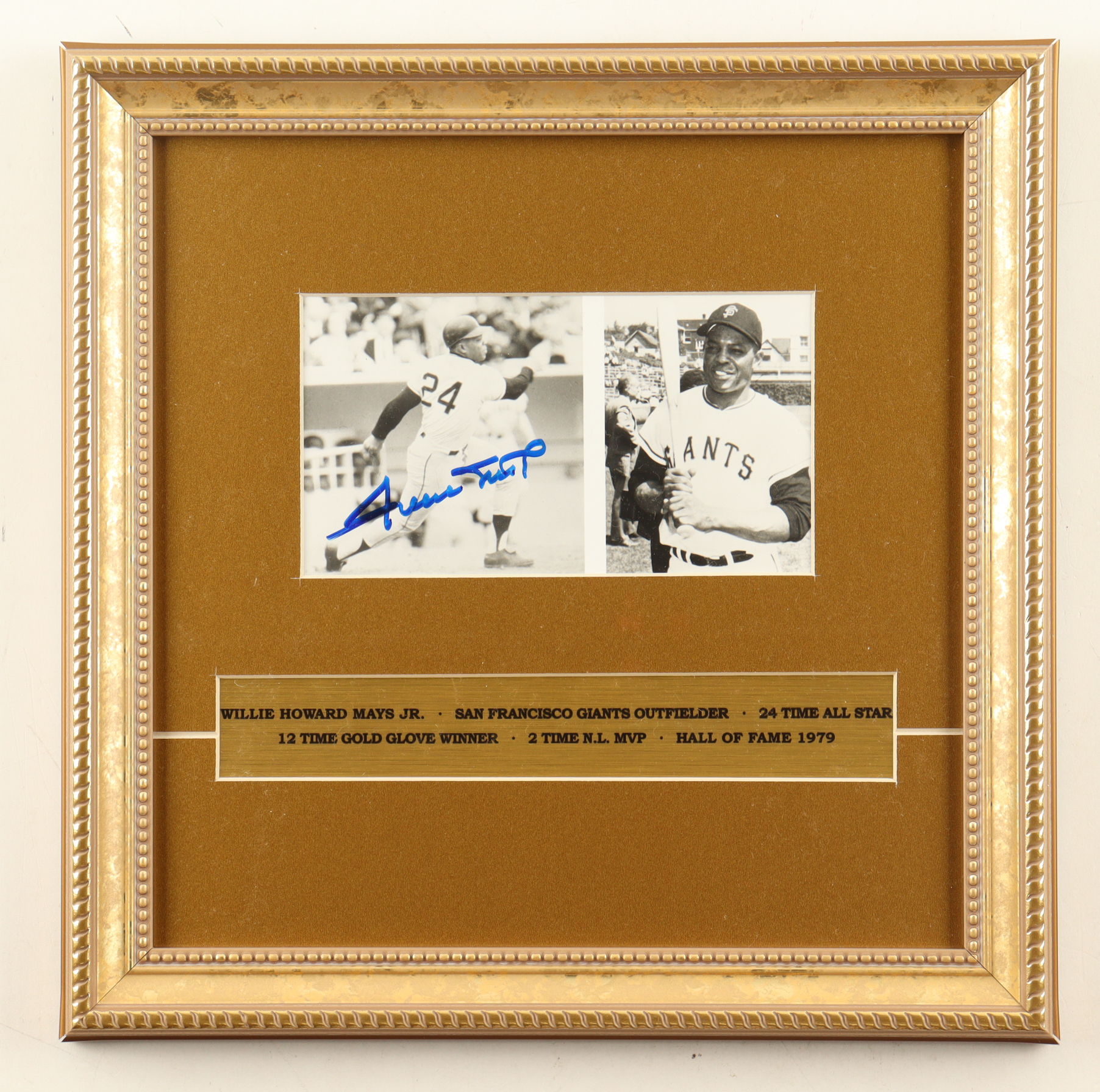 Willie Mays Signed Custom Framed Photo Display with Career Statistics Plaque (JSA) at PristineAuction.com Willie Mays Signed Custom Framed Photo Display with Career Statistics Plaque (JSA) at PristineAuction.com