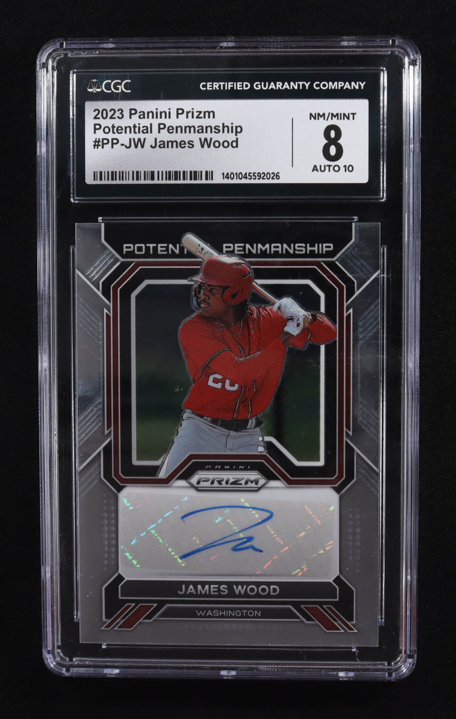 James Wood 2023 Panini Prizm Potential Penmanship #PP-JW RC (CGC 8 | Autograph Graded CGC 10) at PristineAuction.com James Wood 2023 Panini Prizm Potential Penmanship #PP-JW RC (CGC 8 | Autograph Graded CGC 10) at PristineAuction.com