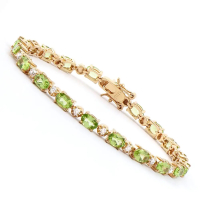 9.36 CTW Peridot & Diamond 18K Gold Plated Designer Bracelet Size 7.7 Inches | Estimated Retail Value: $2,099 (AMG) at PristineAuction.com