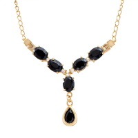 9.38 CTW Black Sapphire & White Topaz 18K Gold Plated Designer Necklace Size 19 Inches | Estimated Retail Value: $1,849 (AMG) at PristineAuction.com