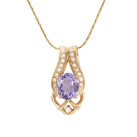 4.85 CTW Amethyst & White Topaz 18K Gold Plated Designer Necklace Size 16 Inches | Estimated Retail Value: $1,629 (AMG) at PristineAuction.com