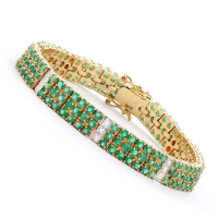 10.33 CTW Green Agate & Diamonds 18K Gold Plated Designer Bracelet Size 7.5 Inches | Estimated Retail Value: $2,269 (AMG) at PristineAuction.com