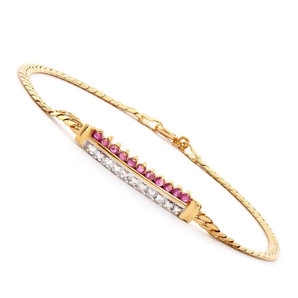0.72 CTW Ruby & Diamond 18K Gold Plated Designer Bracelet Size 8.2 Inches | Estimated Retail Value: $1,799 (AMG) at PristineAuction.com
