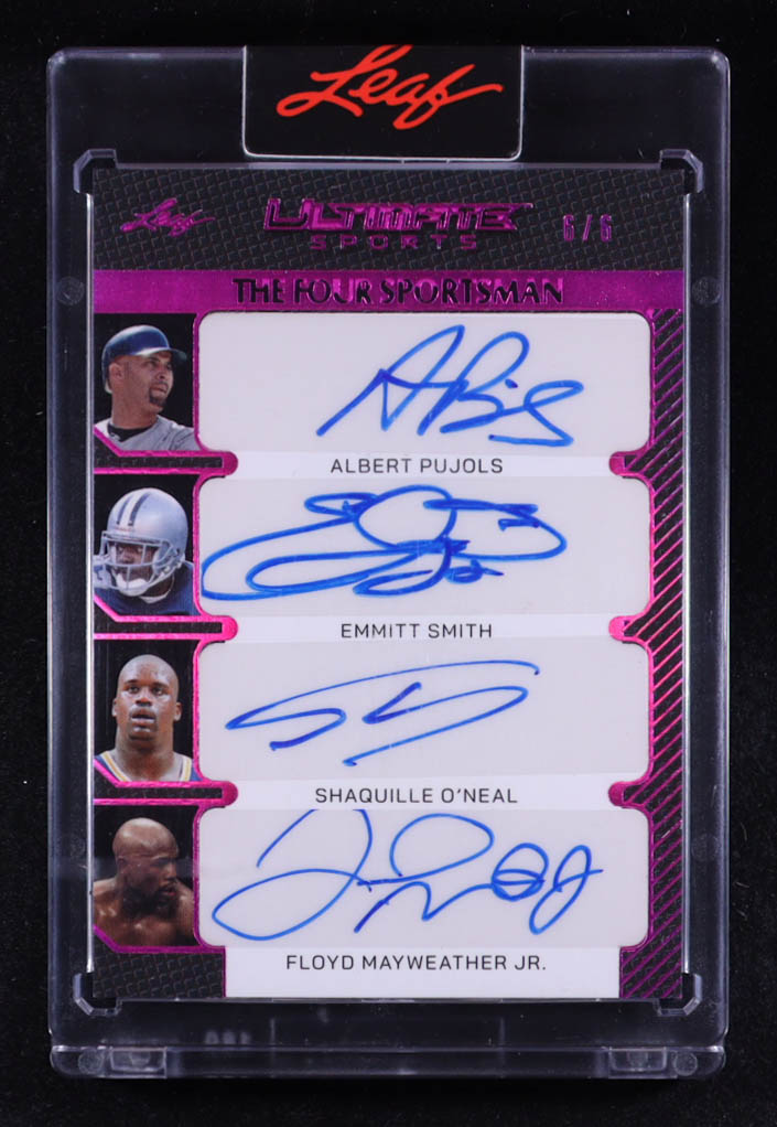 Albert Pujols / Emmitt Smith / Shaquille O'Neal / Floyd Mayweather Jr. 2024 Leaf Ultimate Sports The Four Sportsman Spectrum Pink #FS6 #6/6 at PristineAuction.com Albert Pujols / Emmitt Smith / Shaquille O'Neal / Floyd Mayweather Jr. 2024 Leaf Ultimate Sports The Four Sportsman Spectrum Pink #FS6 #6/6 at PristineAuction.com