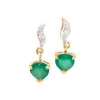 1.13 CTW Green Agate & Diamond 18K Gold Plated Designer Earrings| Estimated Retail Value: $1,229 (AMG) at PristineAuction.com