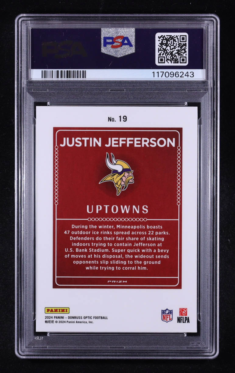 Justin Jefferson 2024 Donruss Optic Uptowns #19 (PSA 10) at PristineAuction.com Justin Jefferson 2024 Donruss Optic Uptowns #19 (PSA 10) at PristineAuction.com