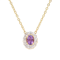 0.86 CTW Amethyst & Diamond 18K Gold Plated Designer Necklace 18 Inches | Estimated Retail Value: $1,679 (AMG) at PristineAuction.com