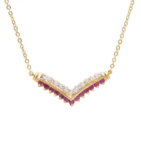 0.72 CTW Ruby& Diamond 18K Gold Plated Designer Necklace Size 19 Inches | Estimated Retail Value: $1,689 (AMG) at PristineAuction.com