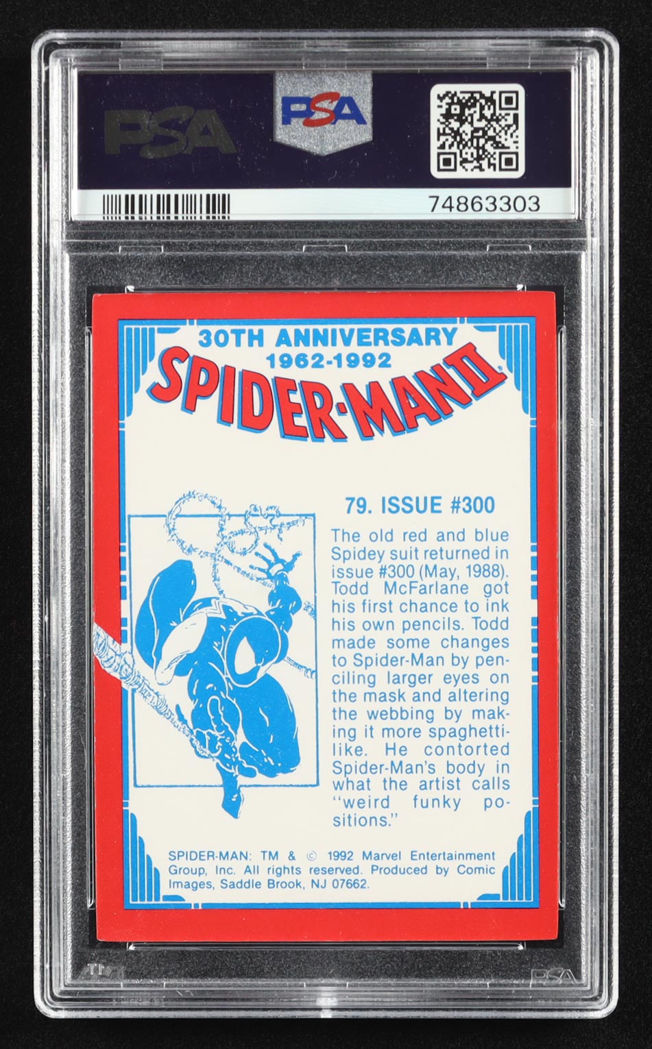 Spider-Man 1992 Comic Images II 30th Anniversary #79 Issue #300 (PSA 9) at PristineAuction.com Spider-Man 1992 Comic Images II 30th Anniversary #79 Issue #300 (PSA 9) at PristineAuction.com