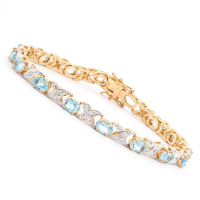 9.14 CTW Blue Topaz & Diamonds 18K Gold Plated Designer Bracelet Size 7.8 Inches | Estimated Retail Value: $2,049 (AMG) at PristineAuction.com