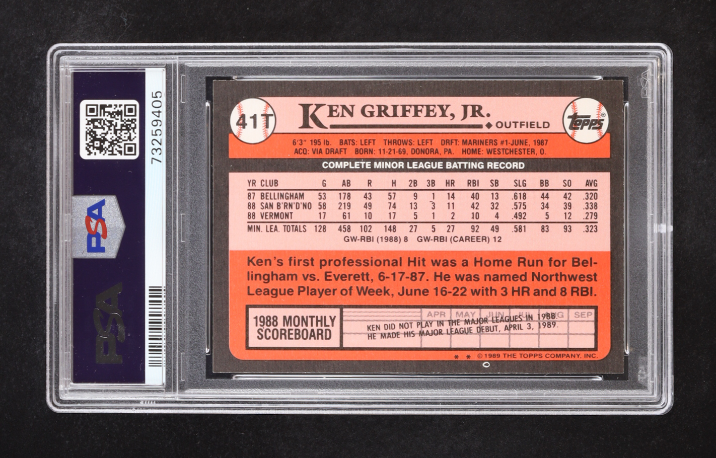 Ken Griffey Jr. 1989 Topps Traded #41T RC (PSA 9) at PristineAuction.com Ken Griffey Jr. 1989 Topps Traded #41T RC (PSA 9) at PristineAuction.com