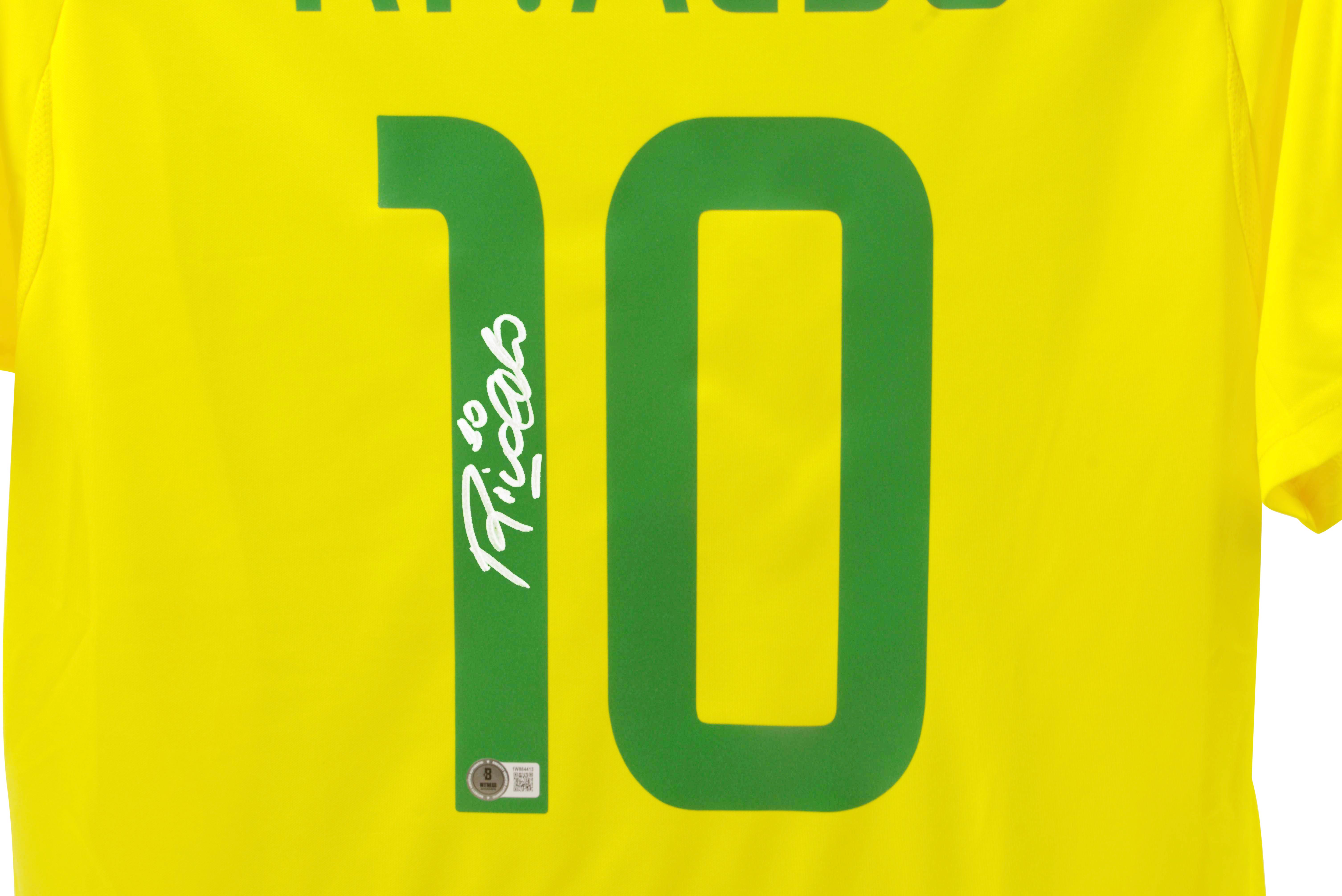 Rivaldo Signed Brazil National Team Nike Authentic Jersey (Beckett) at PristineAuction.com Rivaldo Signed Brazil National Team Nike Authentic Jersey (Beckett) at PristineAuction.com