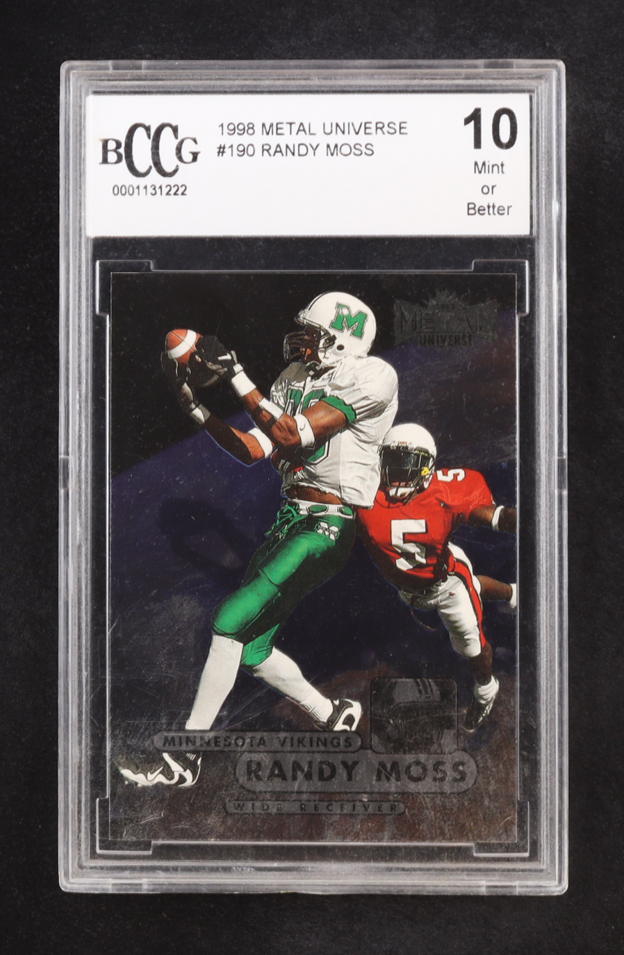 Randy Moss 1998 Metal Universe #190 RC (BCCG 10) at PristineAuction.com Randy Moss 1998 Metal Universe #190 RC (BCCG 10) at PristineAuction.com