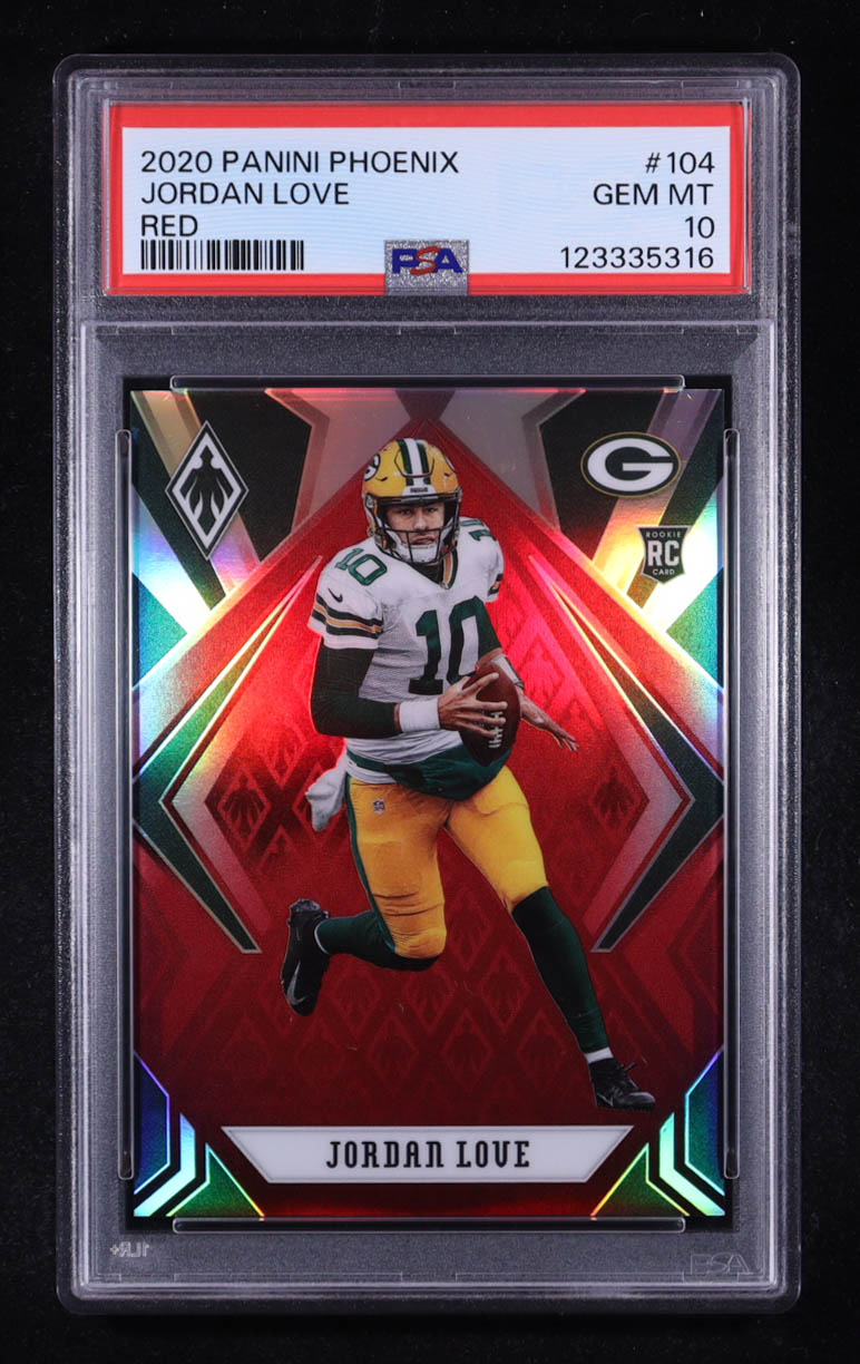 Jordan Love 2020 Panini Phoenix Red #104 #026/299 RC (PSA 10) at PristineAuction.com Jordan Love 2020 Panini Phoenix Red #104 #026/299 RC (PSA 10) at PristineAuction.com