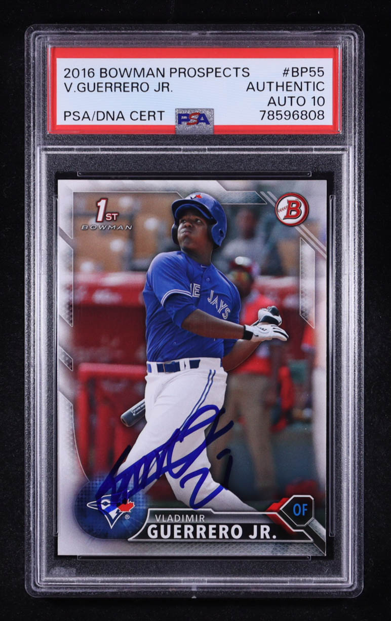 Vladimir Guerrero Jr. Signed 2016 Bowman Prospects #BP55 RC (PSA Authentic | Auto 10) at PristineAuction.com Vladimir Guerrero Jr. Signed 2016 Bowman Prospects #BP55 RC (PSA Authentic | Auto 10) at PristineAuction.com