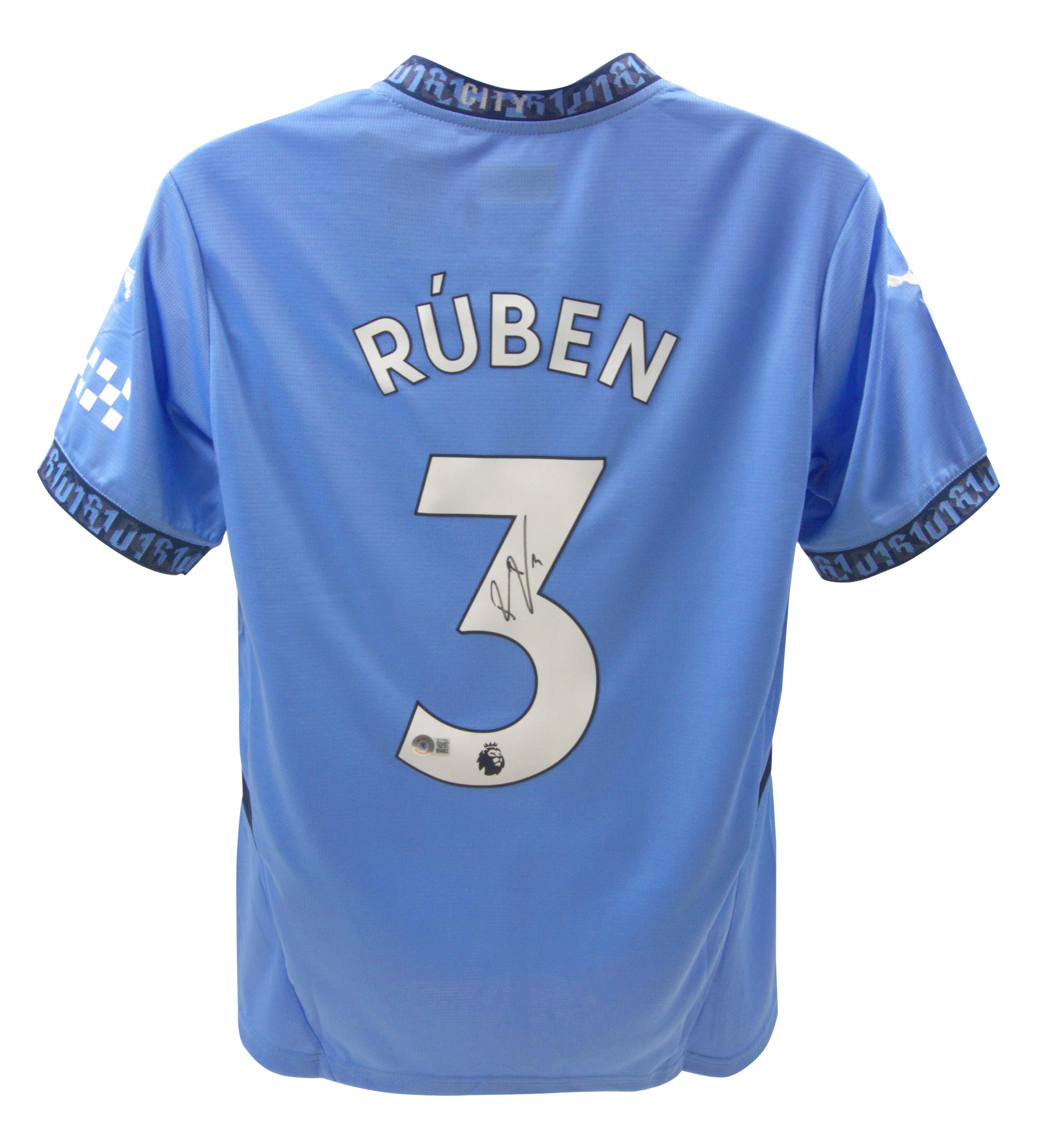 Ruben Dias Signed Manchester City F.C. Puma Authentic Jersey (Beckett) at PristineAuction.com Ruben Dias Signed Manchester City F.C. Puma Authentic Jersey (Beckett) at PristineAuction.com