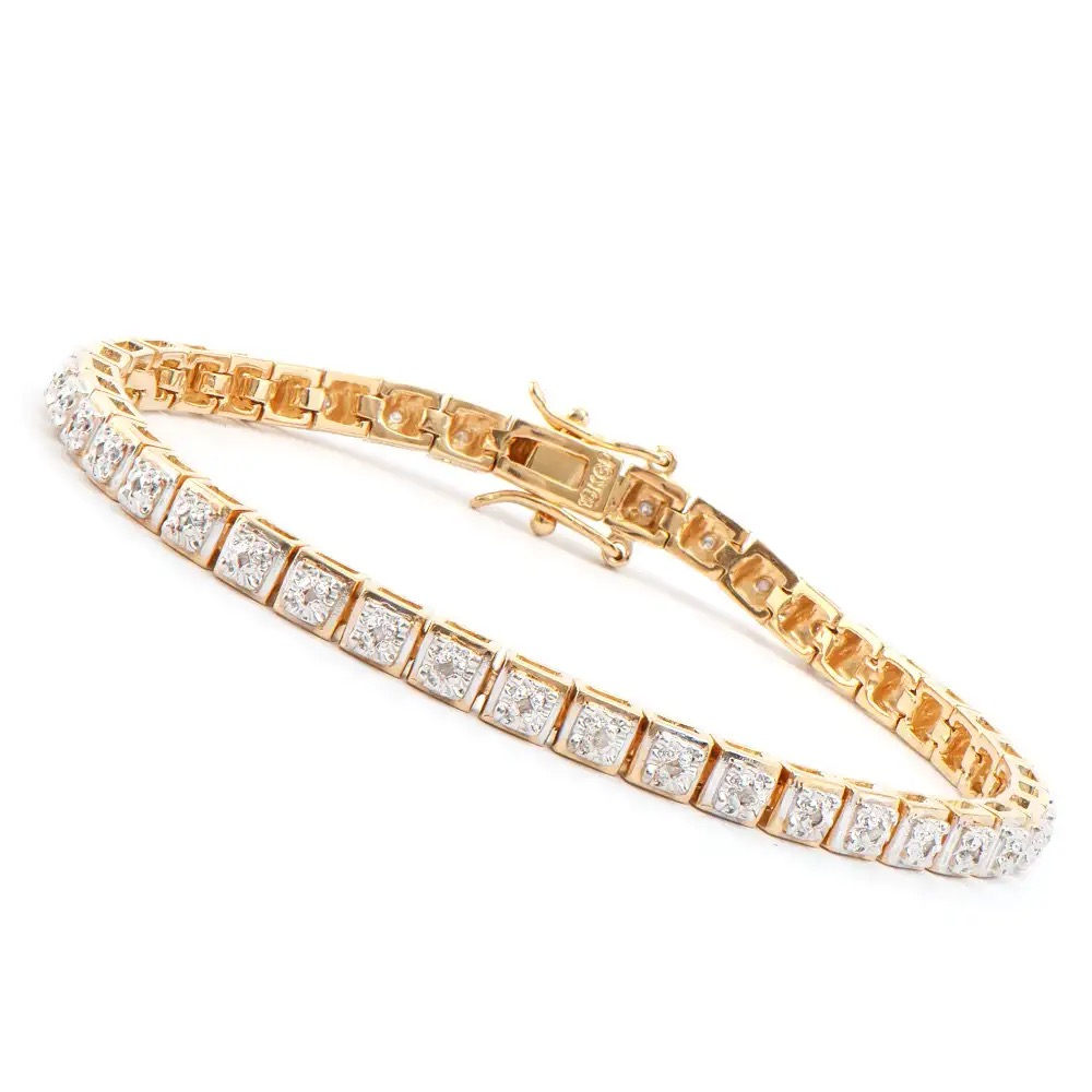 0.32 CTW Diamonds 18K Gold Plated Designer Bracelet Size 7.5" | Estimated Retail Value: $1,959 (AMG) at PristineAuction.com