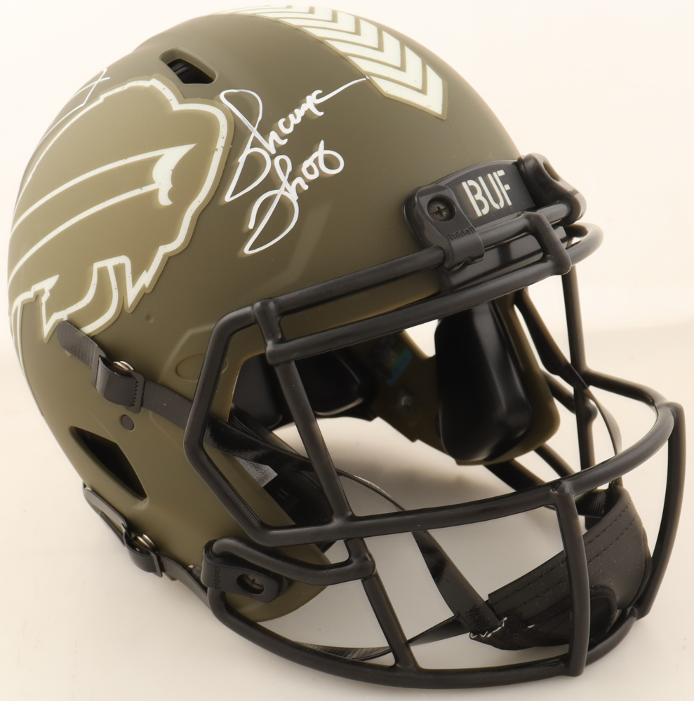 Andre Reed, Thurman Thomas, & Jim Kelly Signed Bills Full-Size Authentic On-Field Salute To Service Alternate Speed Helmet (Beckett) at PristineAuction.com Andre Reed, Thurman Thomas, & Jim Kelly Signed Bills Full-Size Authentic On-Field Salute To Service Alternate Speed Helmet (Beckett) at PristineAuction.com