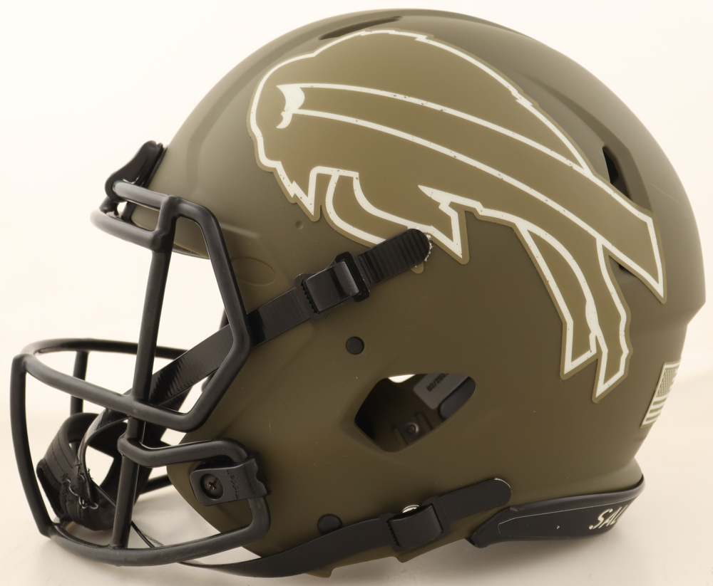 Andre Reed, Thurman Thomas, & Jim Kelly Signed Bills Full-Size Authentic On-Field Salute To Service Alternate Speed Helmet (Beckett) at PristineAuction.com Andre Reed, Thurman Thomas, & Jim Kelly Signed Bills Full-Size Authentic On-Field Salute To Service Alternate Speed Helmet (Beckett) at PristineAuction.com