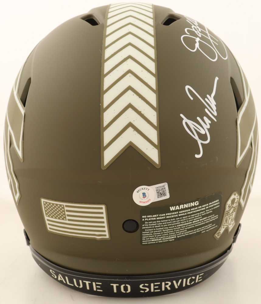 Andre Reed, Thurman Thomas, & Jim Kelly Signed Bills Full-Size Authentic On-Field Salute To Service Alternate Speed Helmet (Beckett) at PristineAuction.com Andre Reed, Thurman Thomas, & Jim Kelly Signed Bills Full-Size Authentic On-Field Salute To Service Alternate Speed Helmet (Beckett) at PristineAuction.com