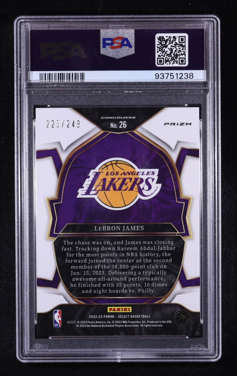 LeBron James 2022-23 Select Prizms Blue Scope #26 #223/249 (PSA 10) at PristineAuction.com LeBron James 2022-23 Select Prizms Blue Scope #26 #223/249 (PSA 10) at PristineAuction.com