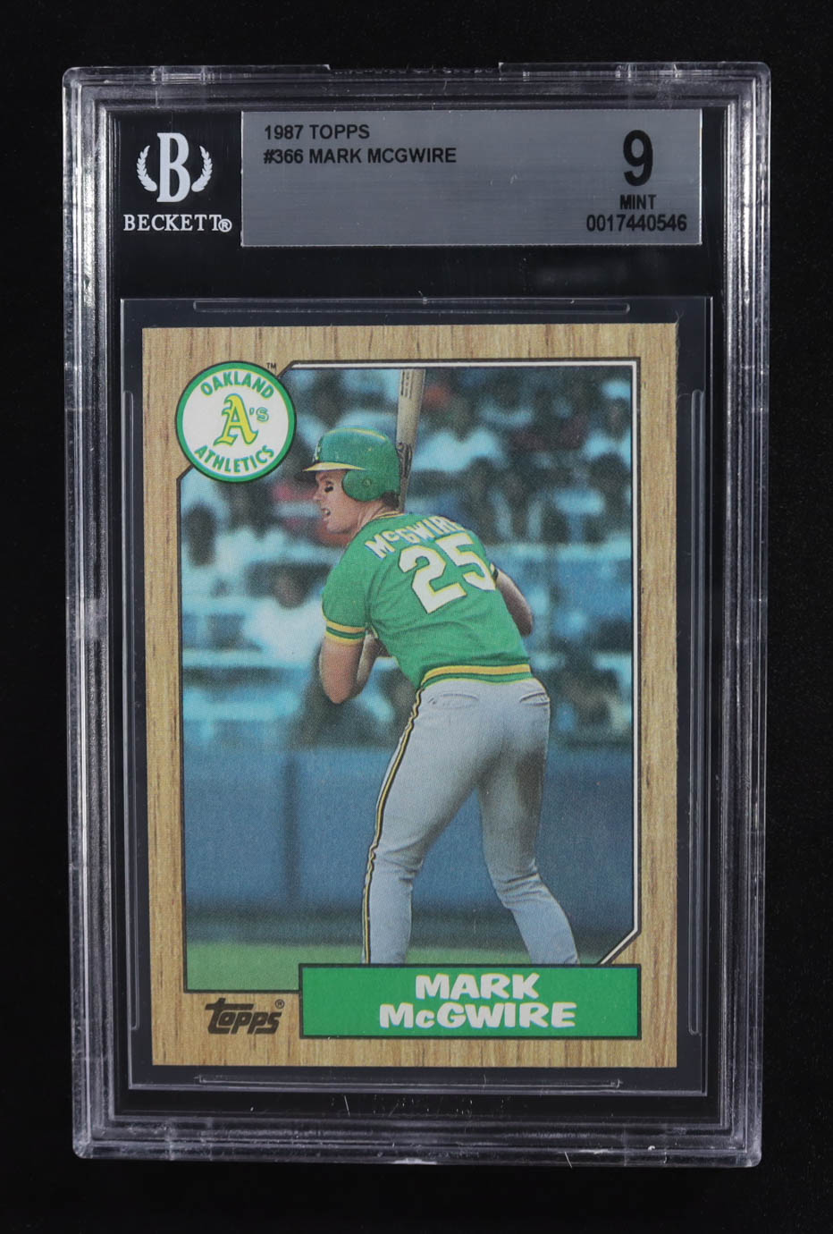 Mark McGwire 1987 Topps #366 RC (BGS 9) at PristineAuction.com Mark McGwire 1987 Topps #366 RC (BGS 9) at PristineAuction.com