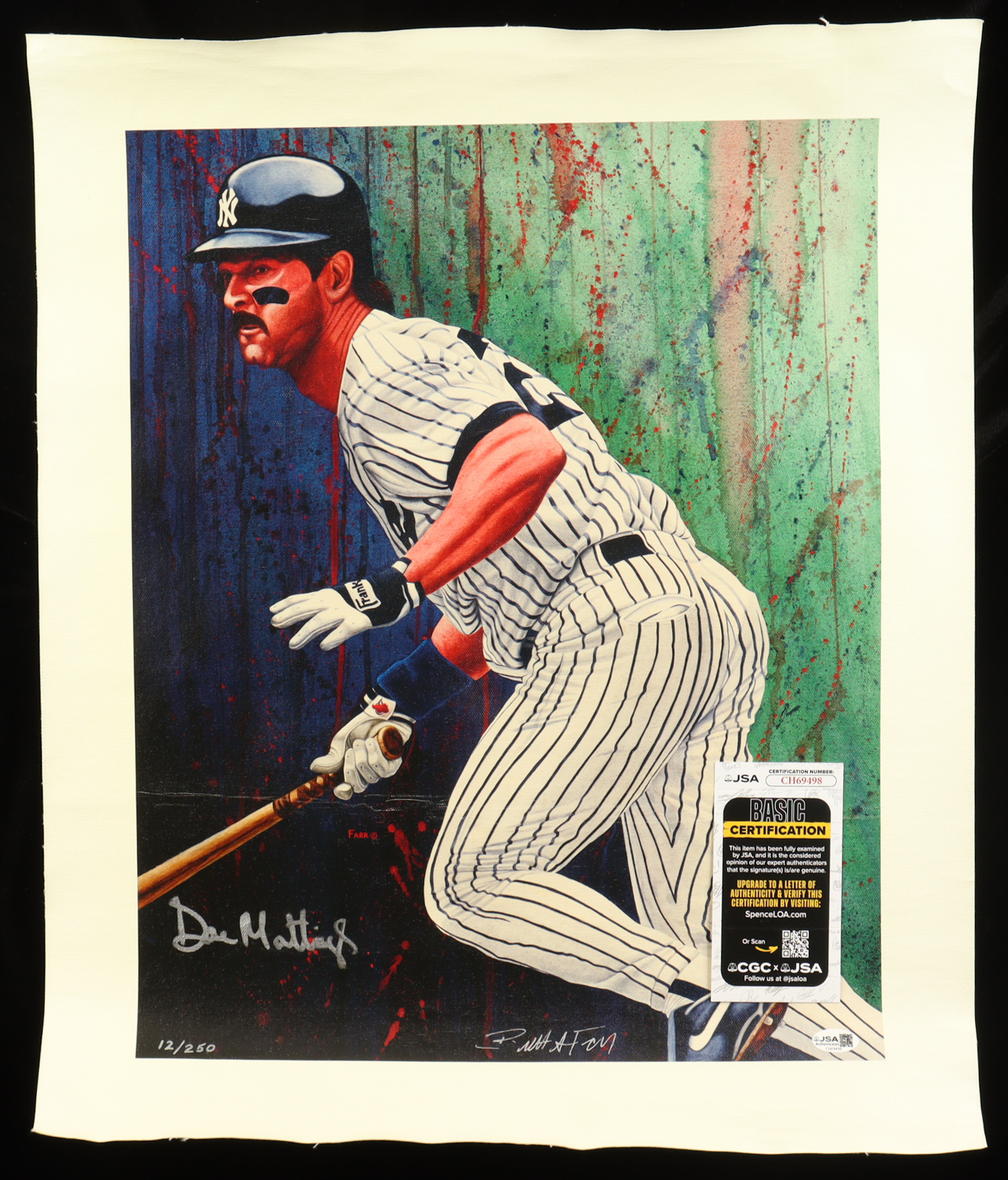 Don Mattingly Signed LE Yankees 18x22 Lithograph on Rolled Canvas (JSA) at PristineAuction.com Don Mattingly Signed LE Yankees 18x22 Lithograph on Rolled Canvas (JSA) at PristineAuction.com