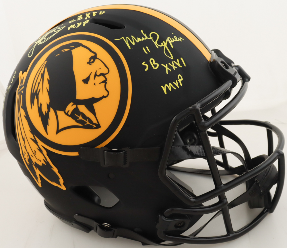 John Riggins, Doug Williams, & Mark Rypien Signed Redskins Full-Size Authentic On-Field Flat White Speed Helmet With Multiple Super Bowl Inscriptions (Beckett) at PristineAuction.com John Riggins, Doug Williams, & Mark Rypien Signed Redskins Full-Size Authentic On-Field Flat White Speed Helmet With Multiple Super Bowl Inscriptions (Beckett) at PristineAuction.com