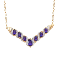 1.78 CTW Amethyst & Diamonds 18K Gold Plated Designer Necklace 19 Inches | Estimated Retail Value: $1,679 (AMG) at PristineAuction.com