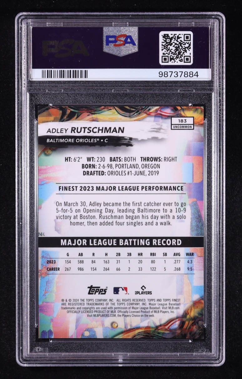 Adley Rutschman 2024 Finest Sky Blue Refractor #183 #43/250 (PSA 10) at PristineAuction.com Adley Rutschman 2024 Finest Sky Blue Refractor #183 #43/250 (PSA 10) at PristineAuction.com