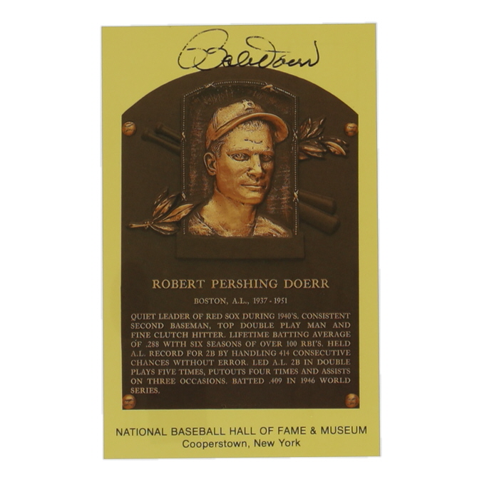 Bobby Doerr Signed Hall of Fame Plaque Postcard (JSA) at PristineAuction.com Bobby Doerr Signed Hall of Fame Plaque Postcard (JSA) at PristineAuction.com