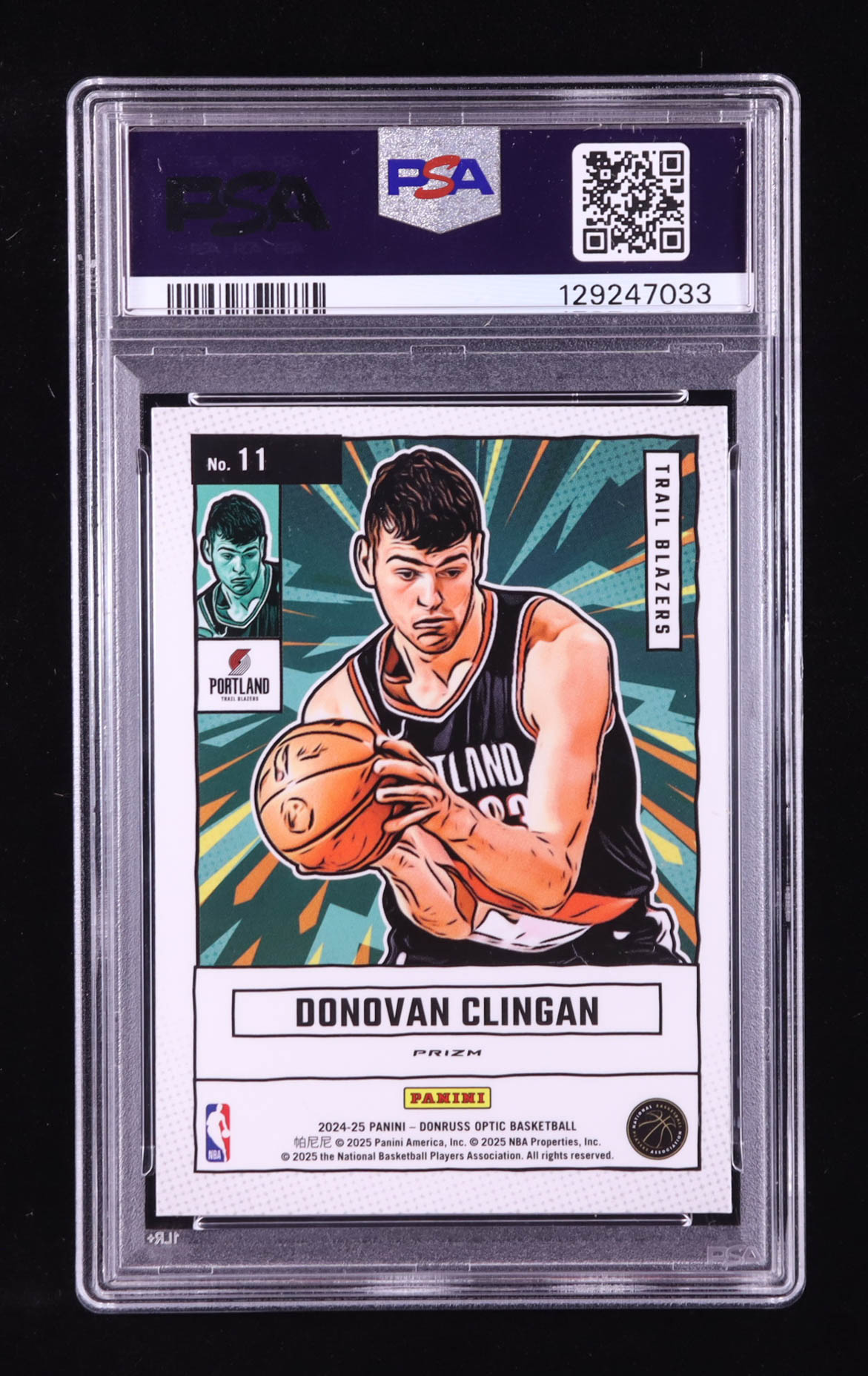 Donovan Clingan 2024-25 Donruss Optic Net Marvels Holo #11 RC (PSA 8) at PristineAuction.com Donovan Clingan 2024-25 Donruss Optic Net Marvels Holo #11 RC (PSA 8) at PristineAuction.com