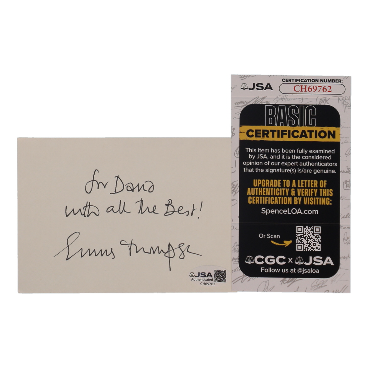 Emma Thompson Signed 3.5x5 Cut Inscribed "With All The Best!" (JSA) at PristineAuction.com Emma Thompson Signed 3.5x5 Cut Inscribed "With All The Best!" (JSA) at PristineAuction.com