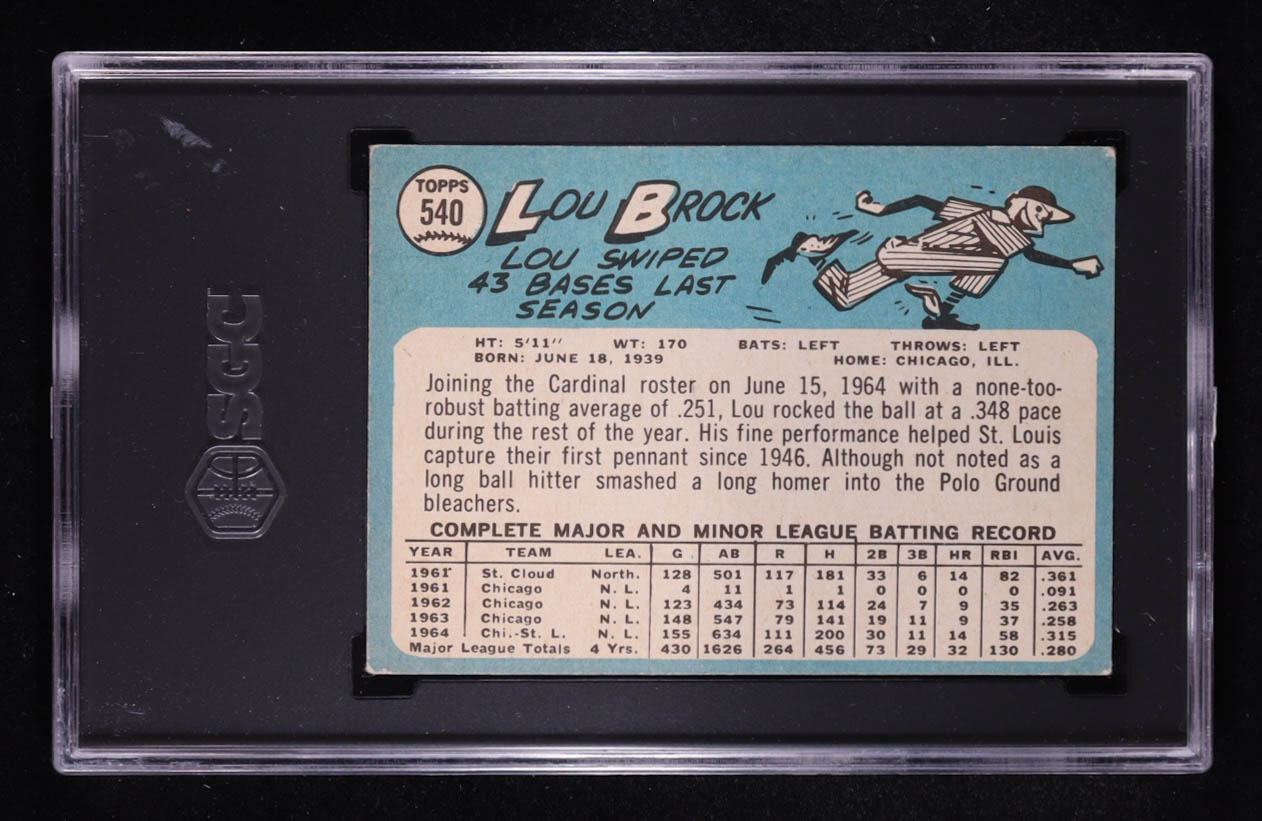 Lou Brock 1965 Topps #540 SP (SGC 3.5) at PristineAuction.com Lou Brock 1965 Topps #540 SP (SGC 3.5) at PristineAuction.com