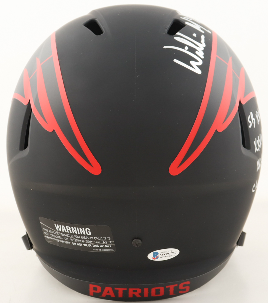 Willie McGinest Signed Patriots Full-Size Eclipse Alternate Speed Helmet Inscribed "SB XXXVI, XXXVVIII, XXXIX Champs" (Beckett) at PristineAuction.com Willie McGinest Signed Patriots Full-Size Eclipse Alternate Speed Helmet Inscribed "SB XXXVI, XXXVVIII, XXXIX Champs" (Beckett) at PristineAuction.com