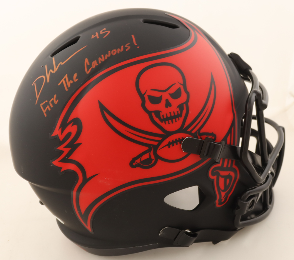 Devin White Signed Buccaneers Full-Size Eclipse Alternate Speed Helmet Inscribed "Fire the Cannons!" (Beckett) at PristineAuction.com Devin White Signed Buccaneers Full-Size Eclipse Alternate Speed Helmet Inscribed "Fire the Cannons!" (Beckett) at PristineAuction.com
